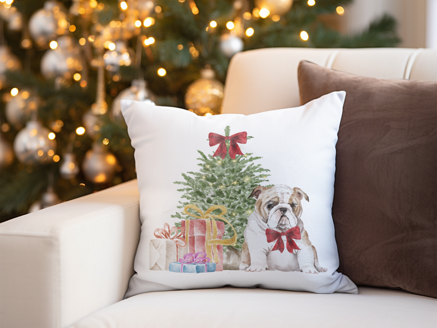 GA Holiday "Bulldog 4" Throw Pillow