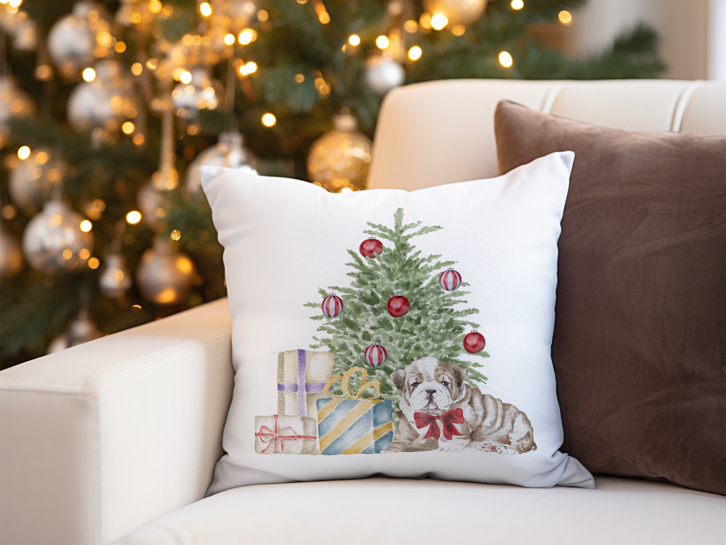 GA Holiday "Bulldog 5" Throw Pillow
