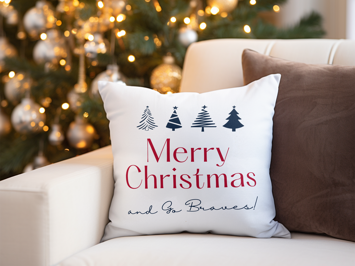 ATL Baseball Holiday "Merry Christmas" Throw Pillow