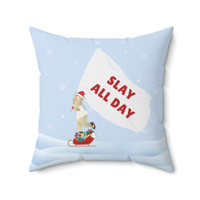 Load image into Gallery viewer, Atlanta Braves Blooper &#39;Merry Christmas and Go Braves!&#39; Holiday Throw Pillow
