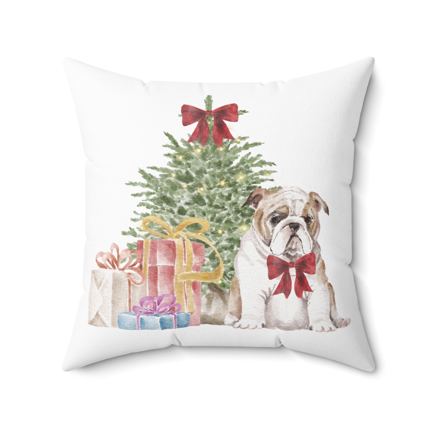 Georgia Christmas Bulldog Holiday Throw Pillow