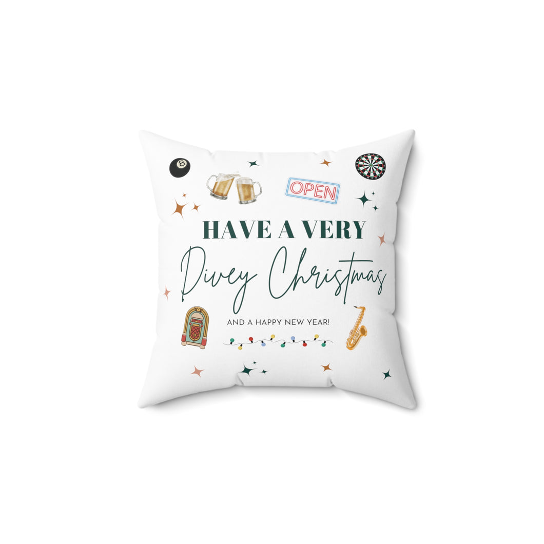 Dive Bars 'Have a Very Divey Christmas' Holiday Throw Pillow
