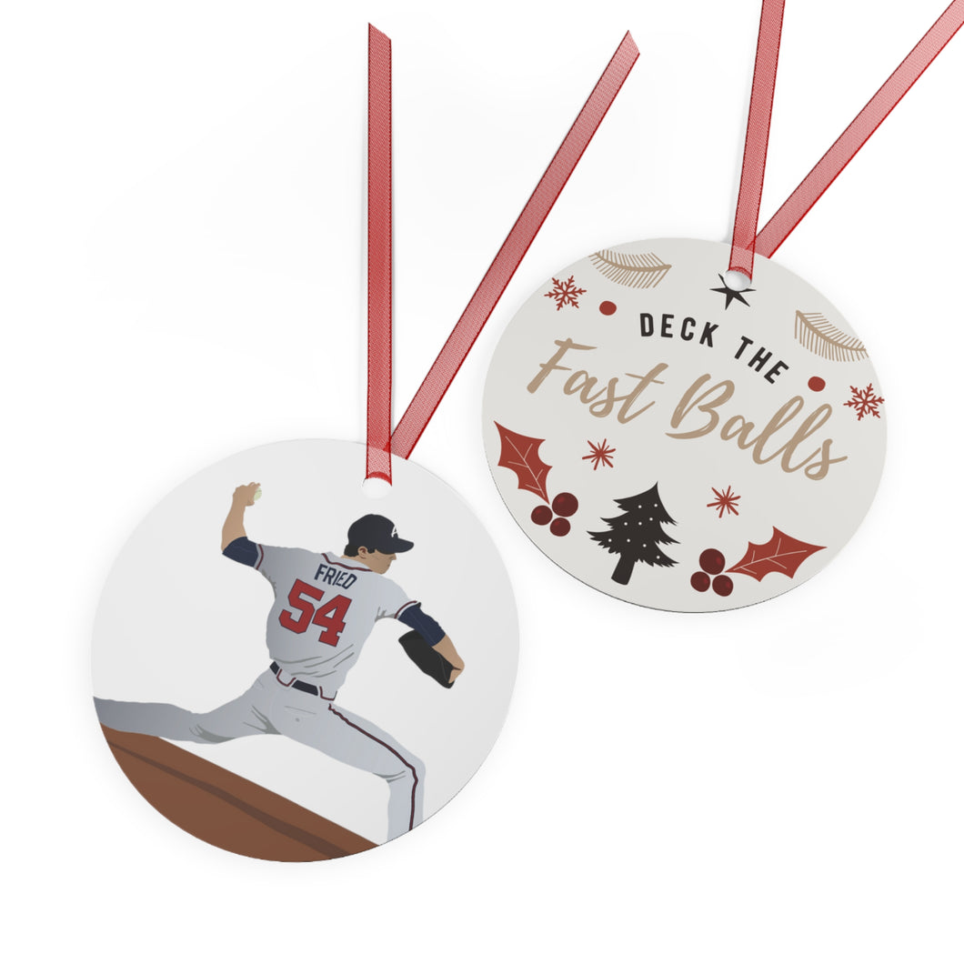 Atlanta Braves 'Deck the Fast Balls' Fried Holiday Ornament