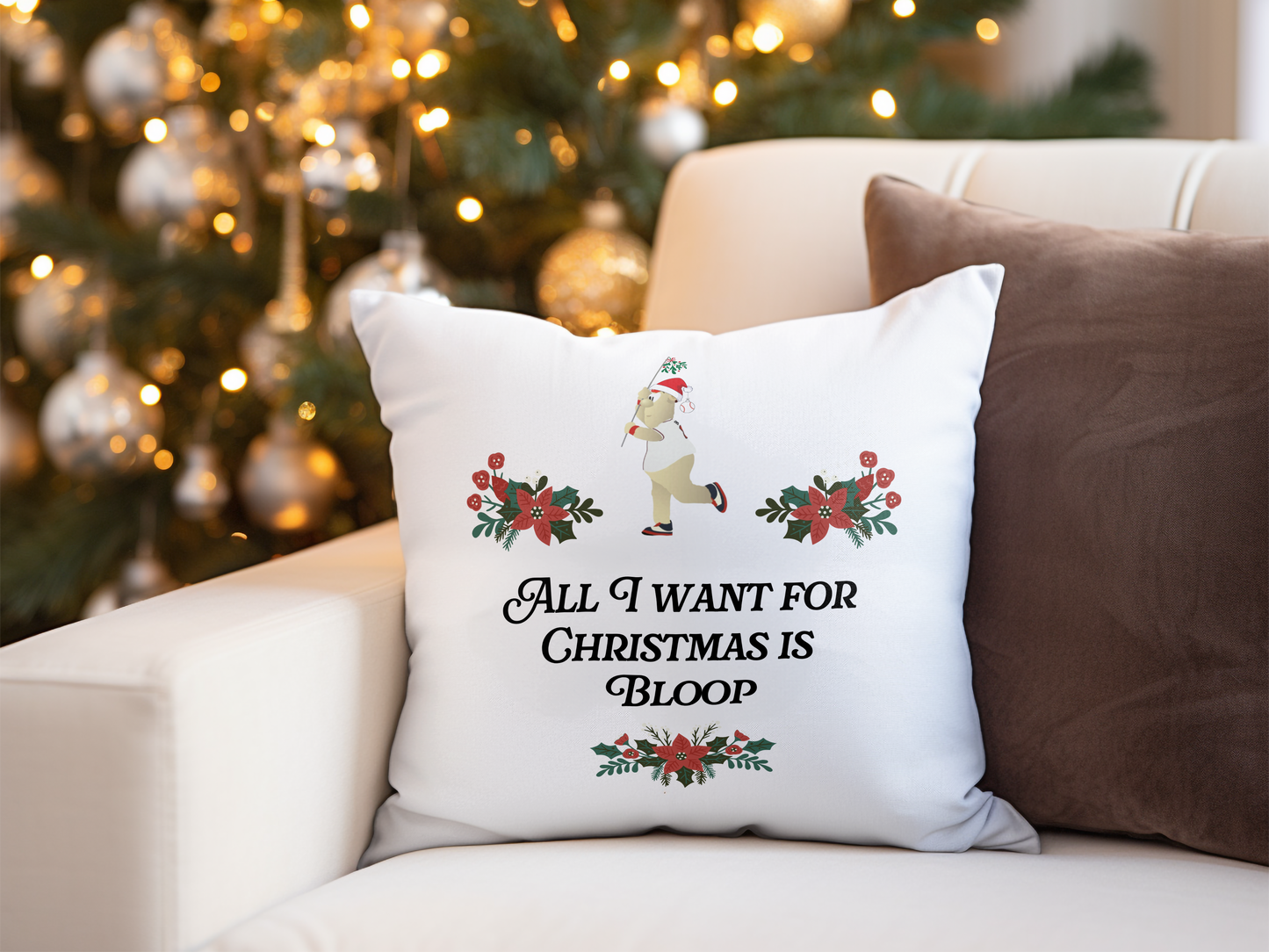 ATL Baseball "All I Want for Christmas is Bloop" Throw Pillow